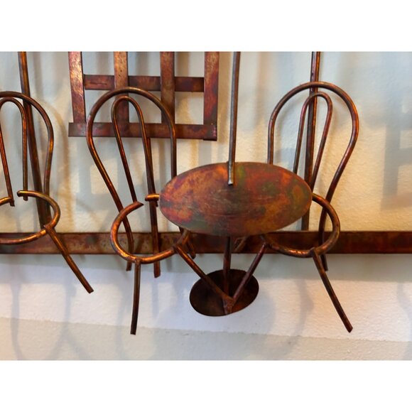 Vintage Brutalist Cafe Wall Hanging // Metal Wire Sculpture Wall Art Bronze Copp - Picture 2 of 4